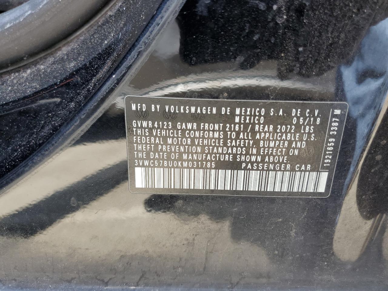 3VWC57BU0KM031785 2019 Volkswagen Jetta S