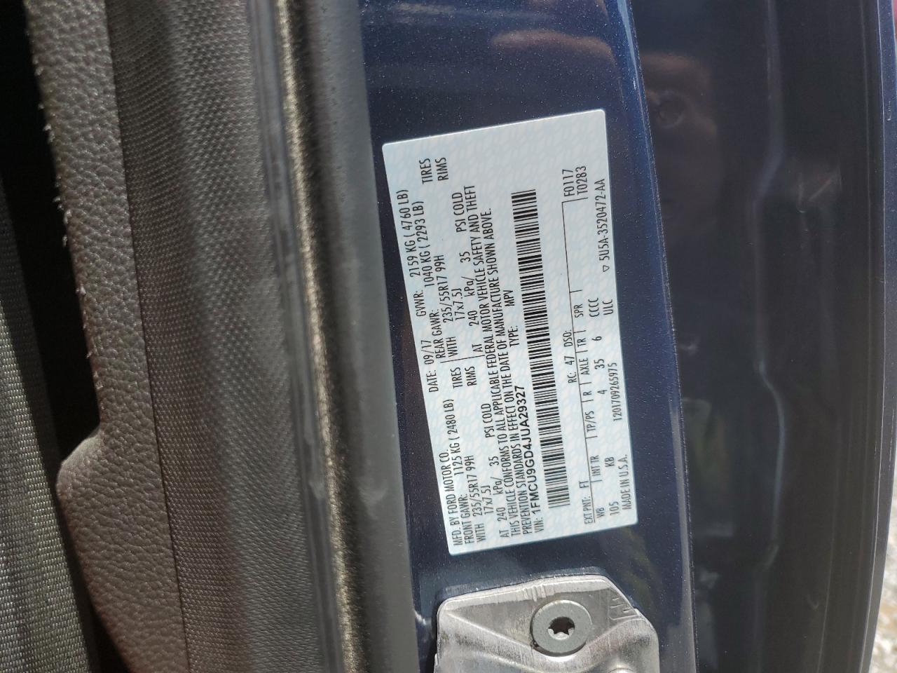 1FMCU9GD4JUA29327 FORD ESCAPE 2018