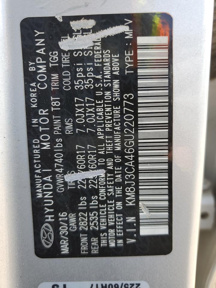 KM8J3CA46GU220773 2016 Hyundai Tucson Limited