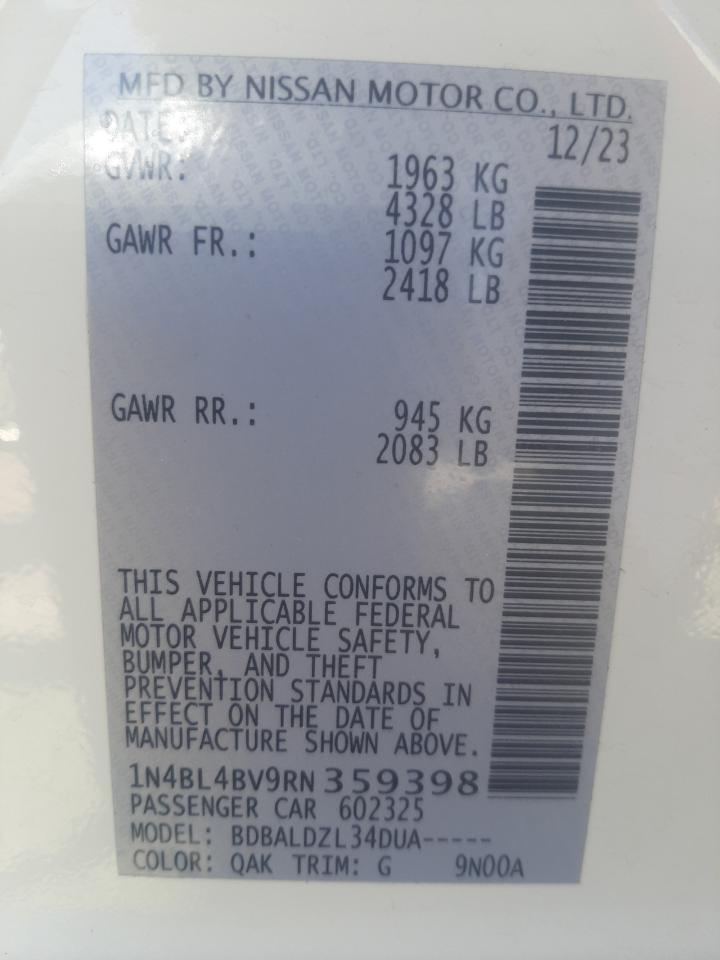 1N4BL4BV9RN359398 NISSAN ALTIMA 2024