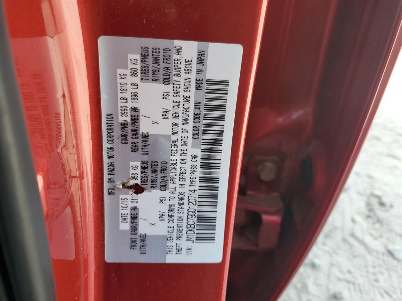 JM1DKBC79G0120714 2016 Mazda Cx-3 Touring