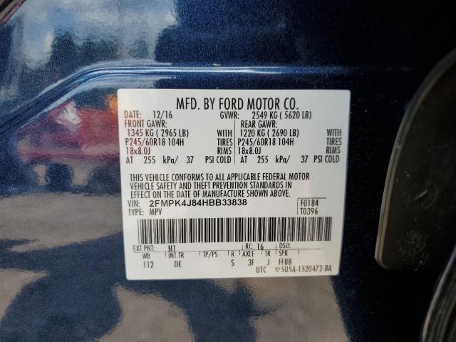 2017 Ford Edge Sel VIN: 2FMPK4J84HBB33838 Lot: 55894614