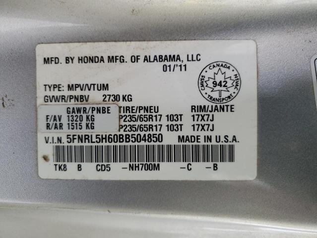 2011 Honda Odyssey Exl VIN: 5FNRL5H60BB504850 Lot: 52417444