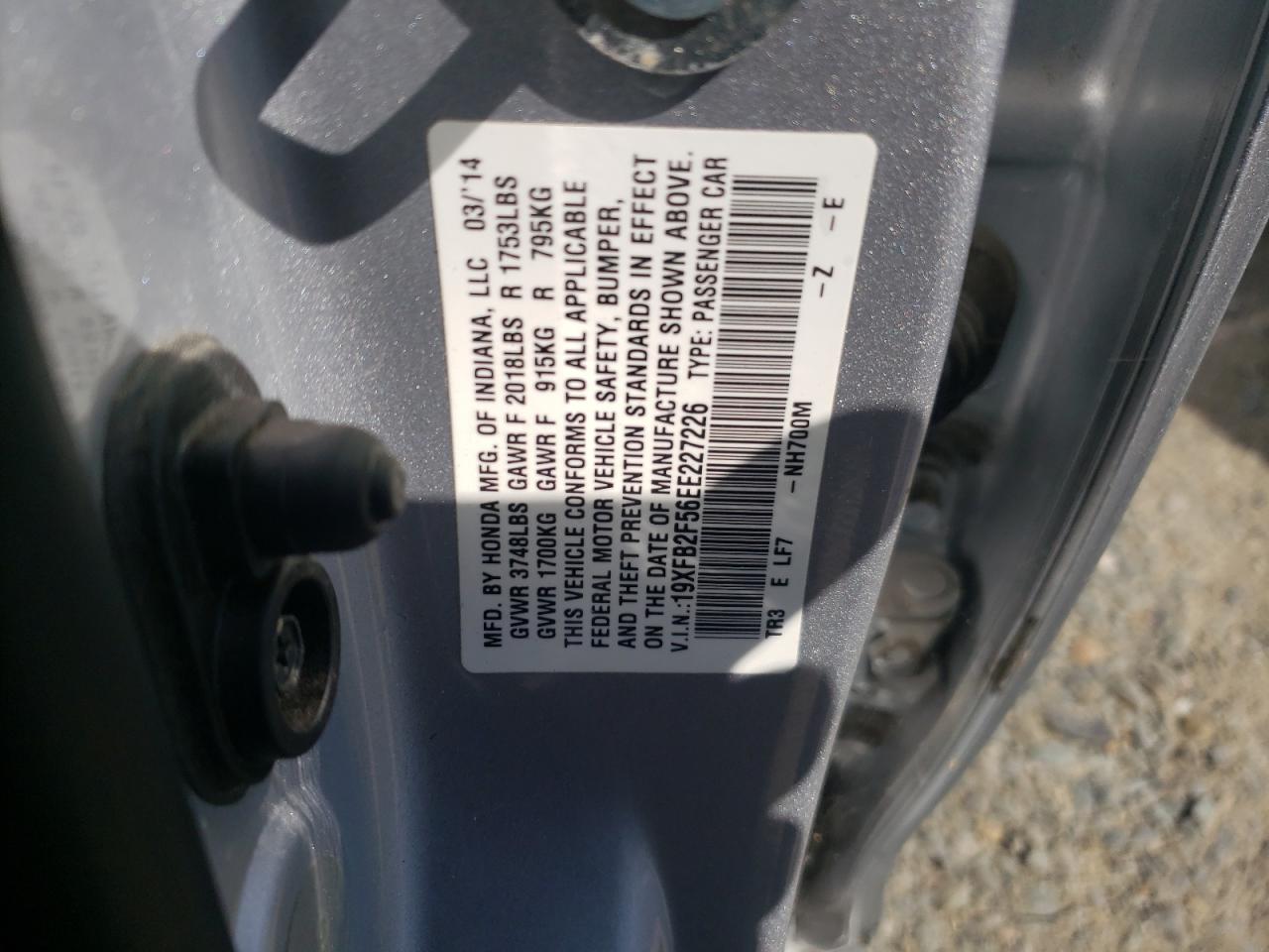 19XFB2F56EE227226 2014 Honda Civic Lx