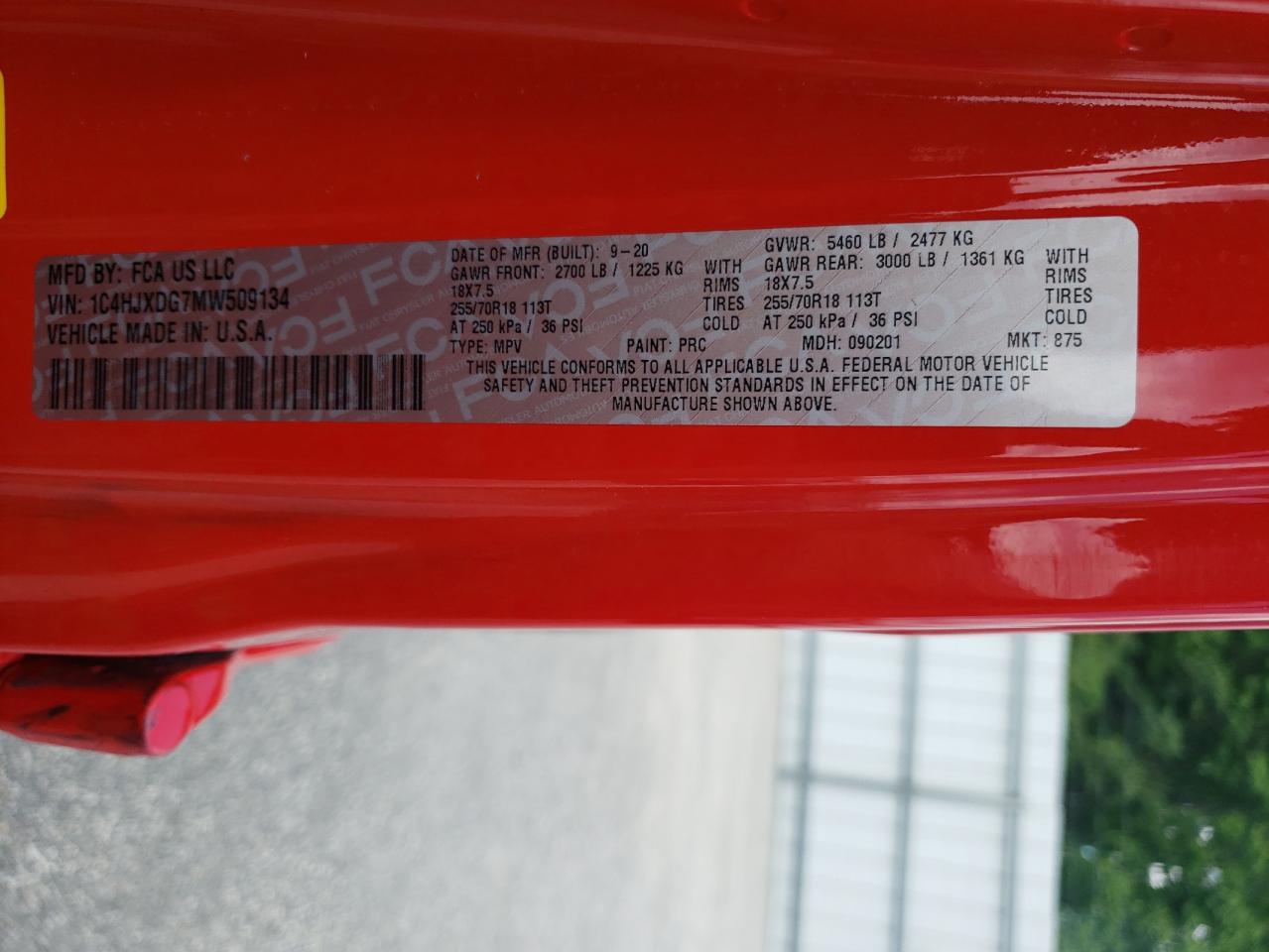 1C4HJXDG7MW509134 2021 Jeep Wrangler Unlimited Sport