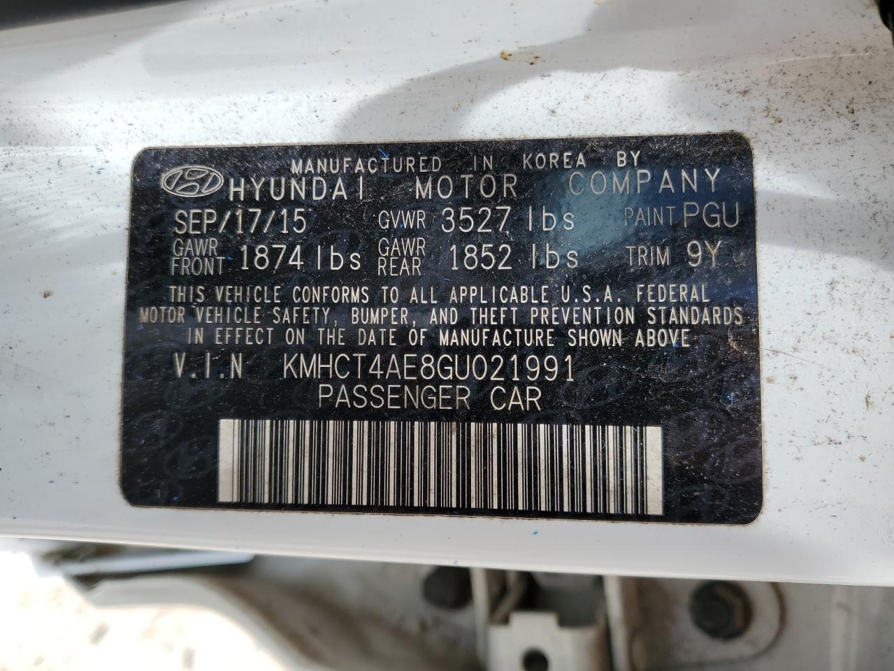 KMHCT4AE8GU021991 2016 Hyundai Accent Se