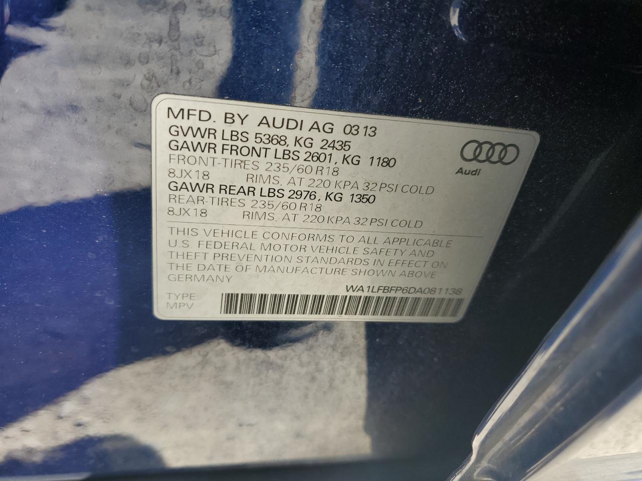 WA1LFBFP6DA081138 2013 Audi Q5 Premium Plus