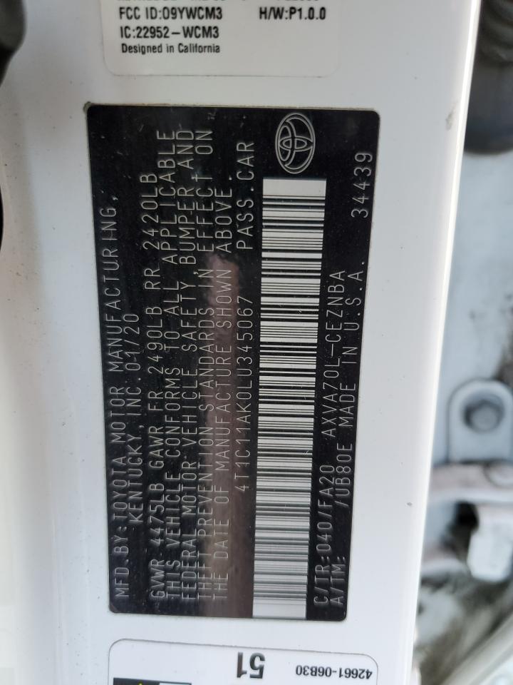 4T1C11AK0LU345067 2020 Toyota Camry Le