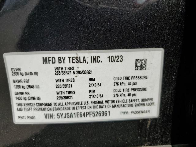 2023 Tesla Model S VIN: 5YJSA1E64PF526961 Lot: 54045554