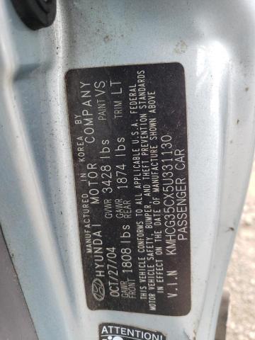 2005 Hyundai Accent Gs VIN: KMHCG35CX5U331130 Lot: 54810584