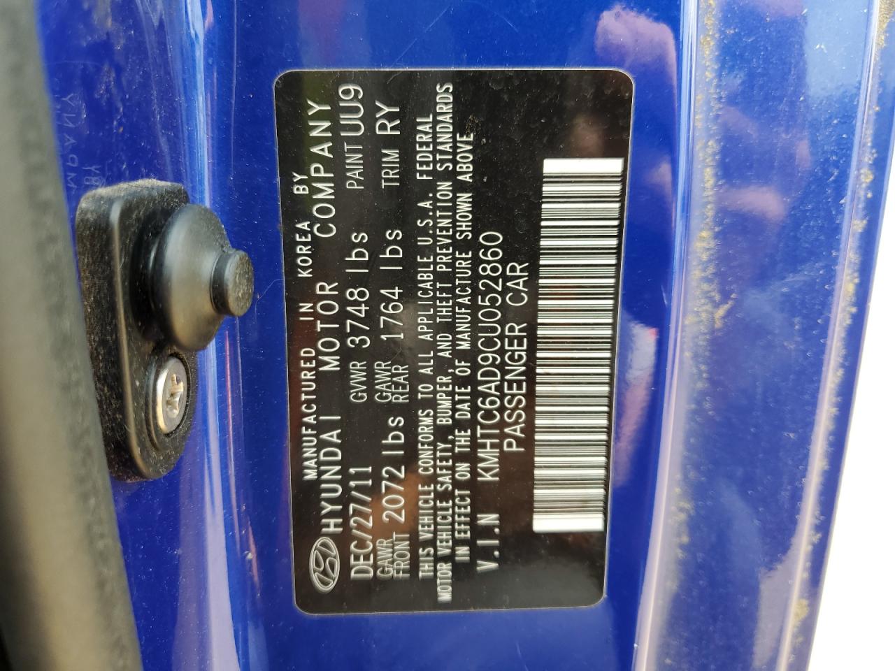 KMHTC6AD9CU052860 2012 Hyundai Veloster