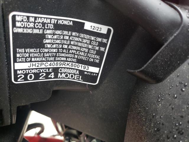 2024 HONDA CBR600 RA JH2PC4089RK800193