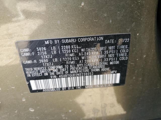 2022 Subaru Outback Wilderness VIN: 4S4BTGUD2N3238052 Lot: 54978814