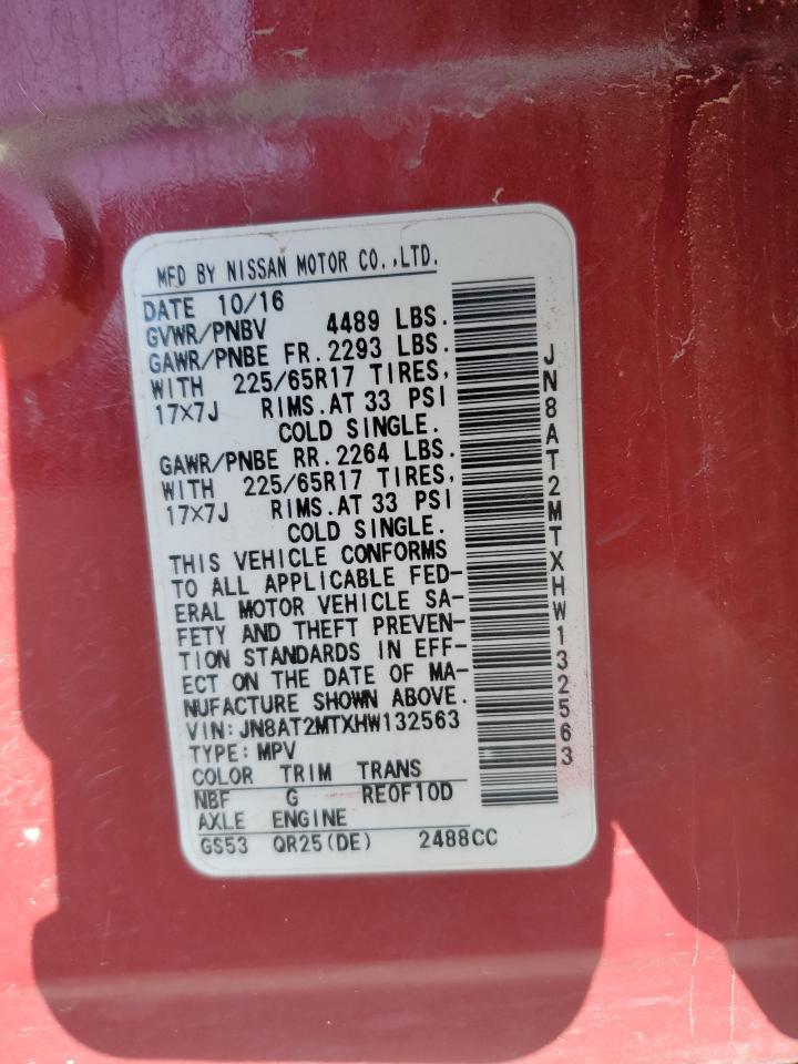 JN8AT2MTXHW132563 NISSAN ROGUE 2017