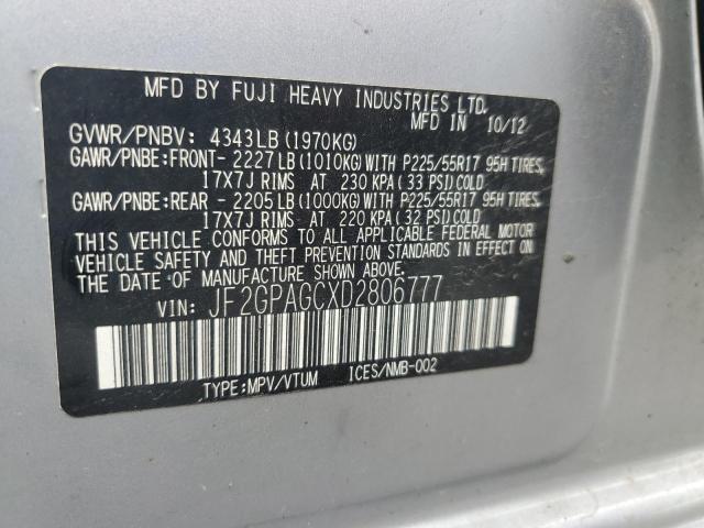 2013 Subaru Xv Crosstrek 2.0 Limited VIN: JF2GPAGCXD2806777 Lot: 53891974