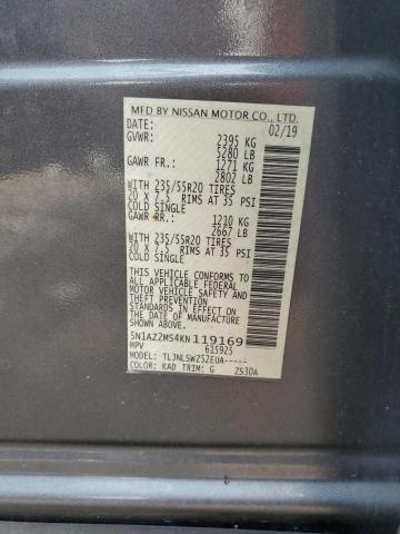 2019 Nissan Murano S VIN: 5N1AZ2MS4KN119169 Lot: 53288994