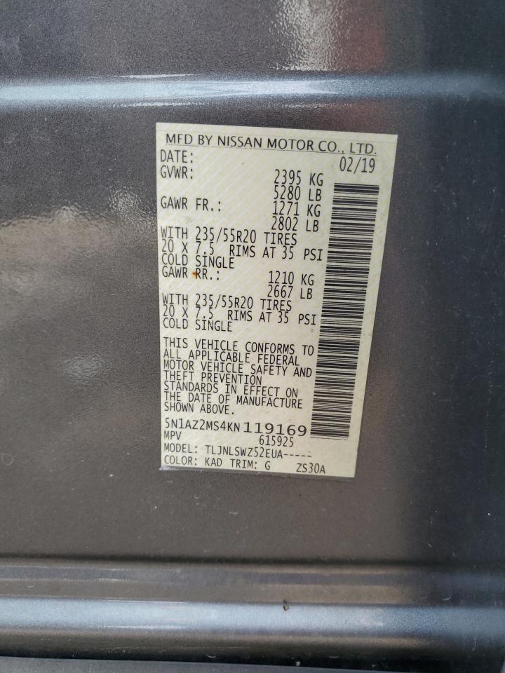 5N1AZ2MS4KN119169 2019 Nissan Murano S