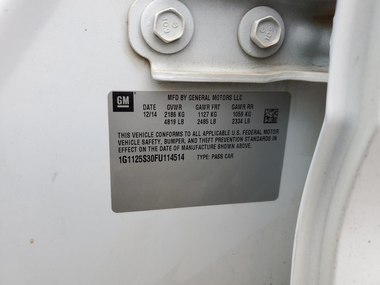 1G1125S30FU114514 2015 Chevrolet Impala Lt