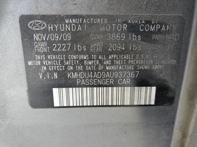 2010 Hyundai Elantra Blue VIN: KMHDU4AD9AU937367 Lot: 54761754