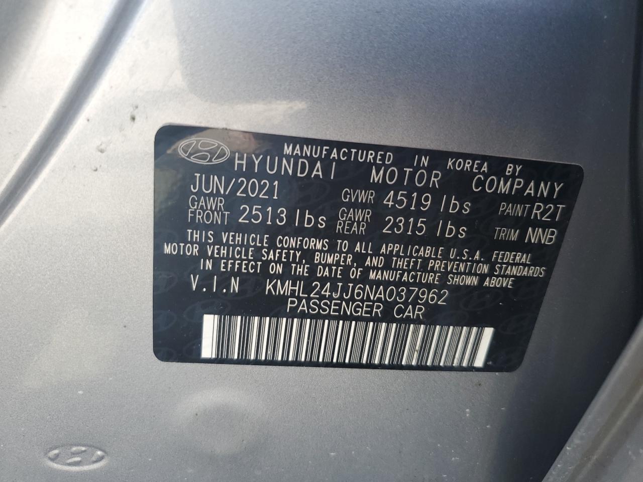 KMHL24JJ6NA037962 2022 Hyundai Sonata Hybrid
