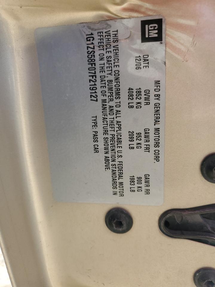 1G1ZS58F07F219127 2007 Chevrolet Malibu Ls