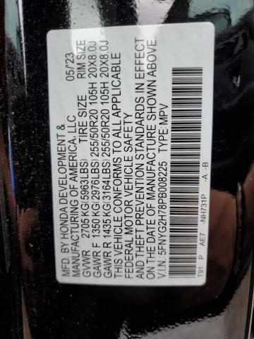 2023 Honda Pilot Touring VIN: 5FNYG2H78PB008225 Lot: 54968734