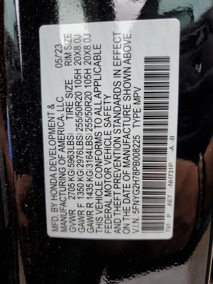 5FNYG2H78PB008225 2023 Honda Pilot Touring