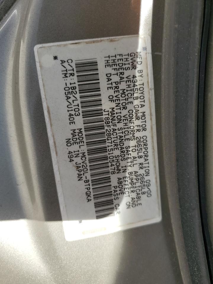 JT8BF28G715105478 2001 Lexus Es 300