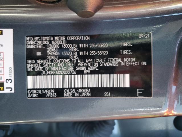 2022 LEXUS RX 450H L JTJHGKFAXN2022736
