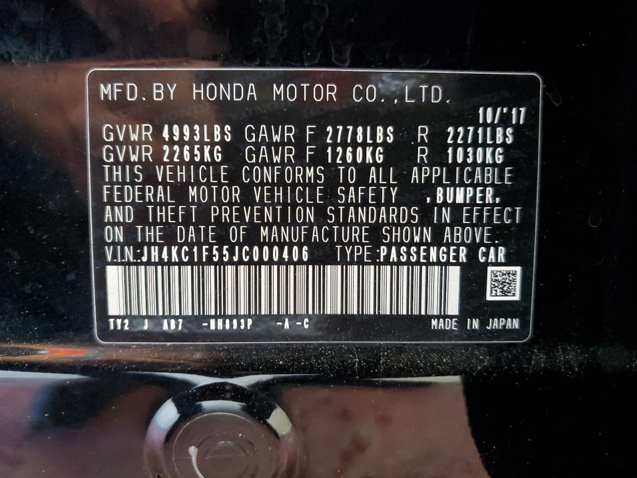 JH4KC1F55JC000406 2018 Acura Rlx Tech