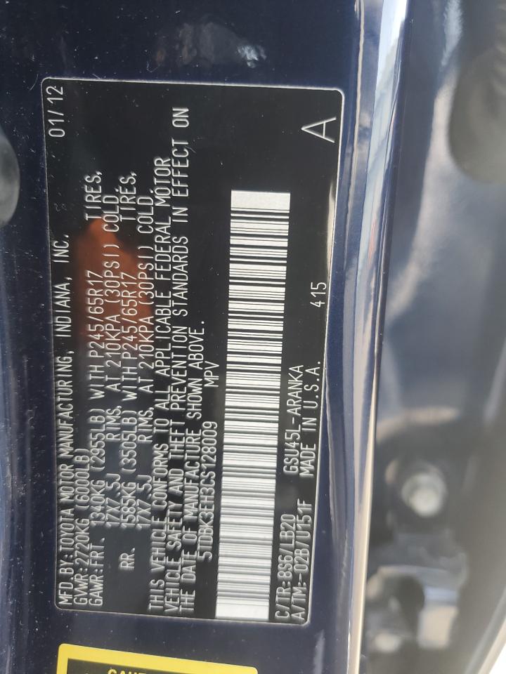 5TDBK3EH3CS128009 2012 Toyota Highlander Base