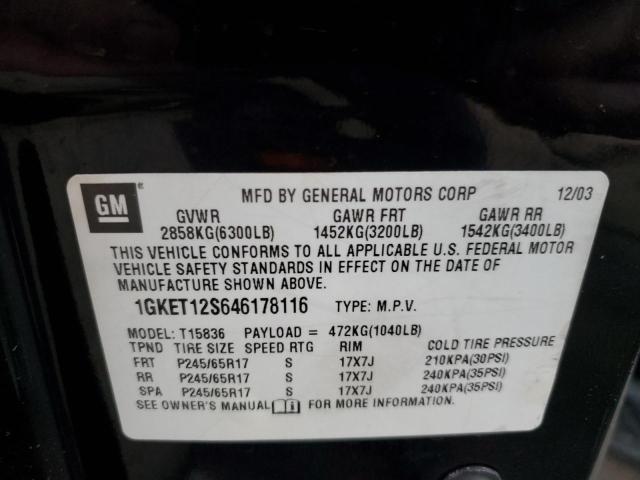 2004 GMC Envoy Xuv VIN: 1GKET12S646178116 Lot: 55914784