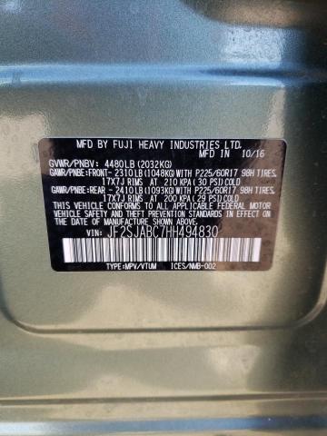 2017 Subaru Forester 2.5I VIN: JF2SJABC7HH494830 Lot: 52827174