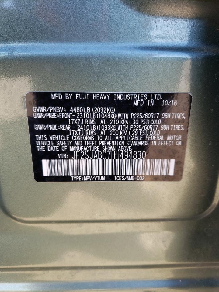 JF2SJABC7HH494830 2017 Subaru Forester 2.5I