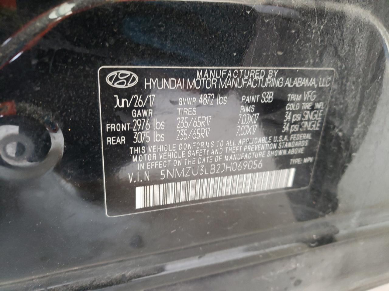 5NMZU3LB2JH069056 2018 Hyundai Santa Fe Sport