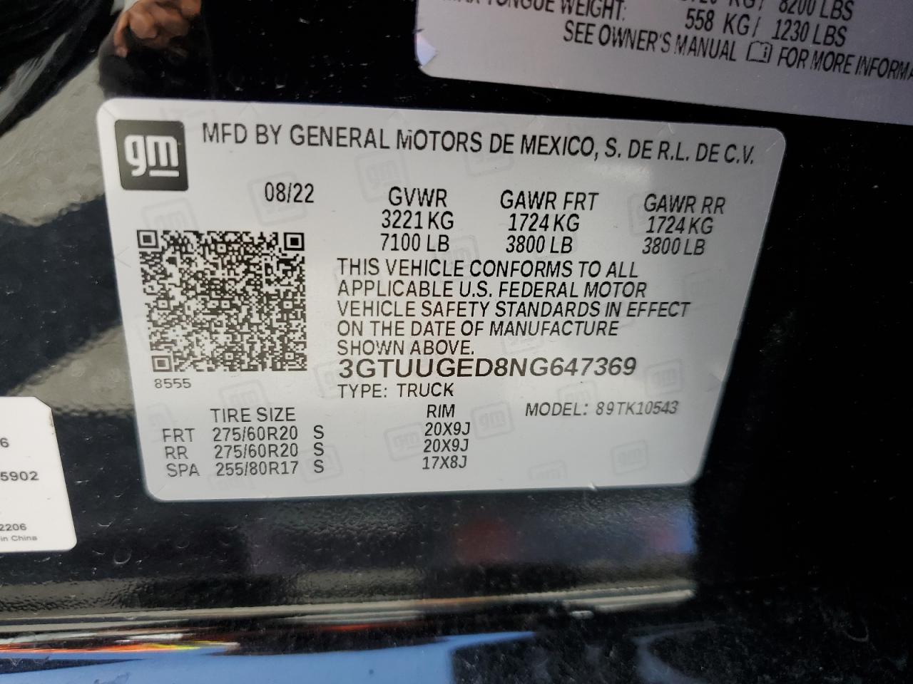 3GTUUGED8NG647369 2022 GMC Sierra K1500 Denali