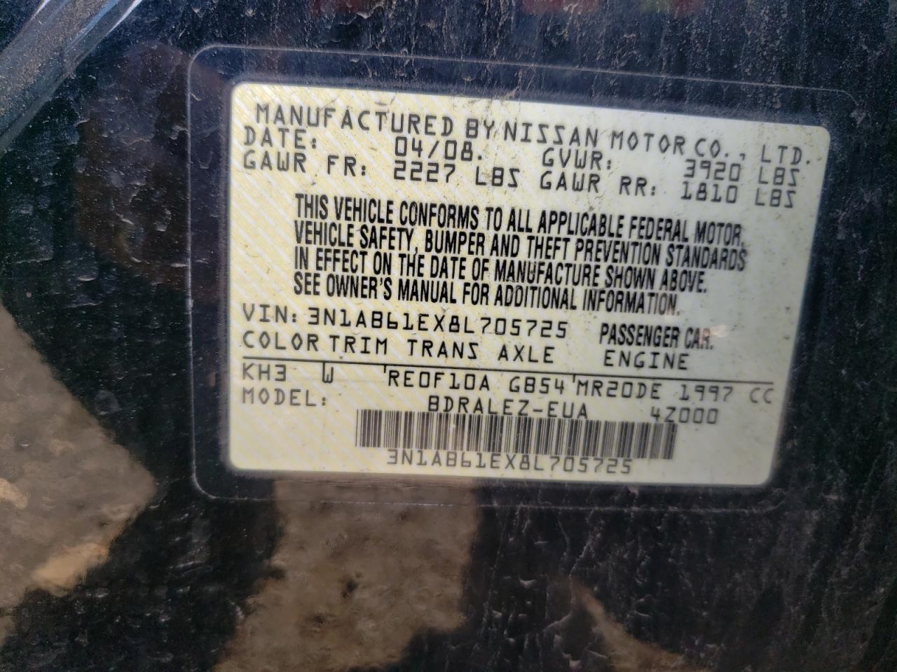 3N1AB61EX8L705725 2008 Nissan Sentra 2.0