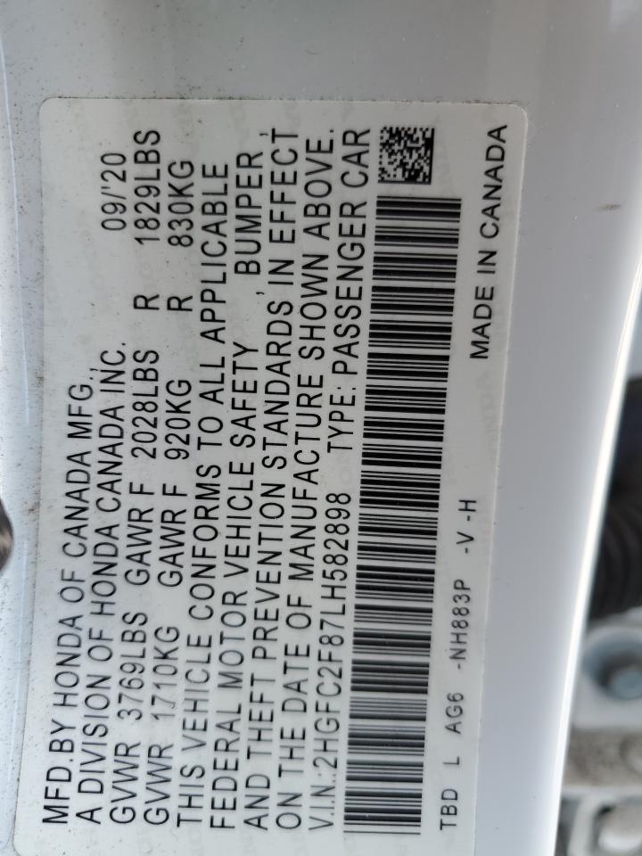 2HGFC2F87LH582898 HONDA CIVIC 2020