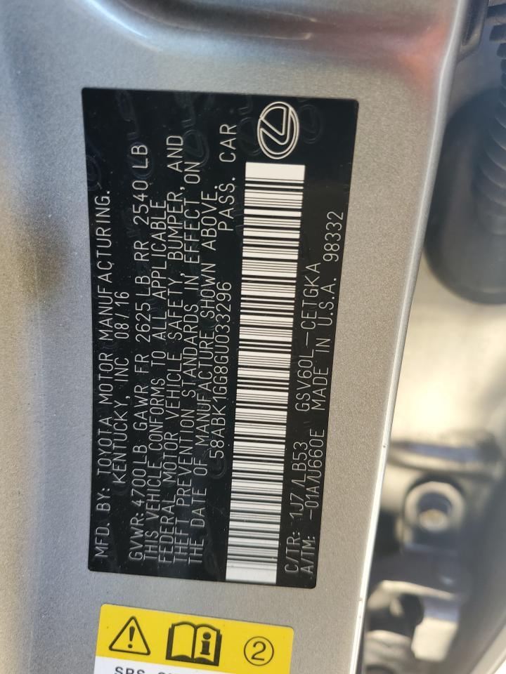 58ABK1GG8GU033296 2016 Lexus Es 350