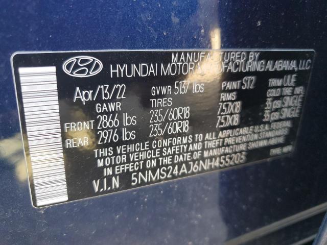 2022 Hyundai Santa Fe Sel VIN: 5NMS24AJ6NH455203 Lot: 55787934