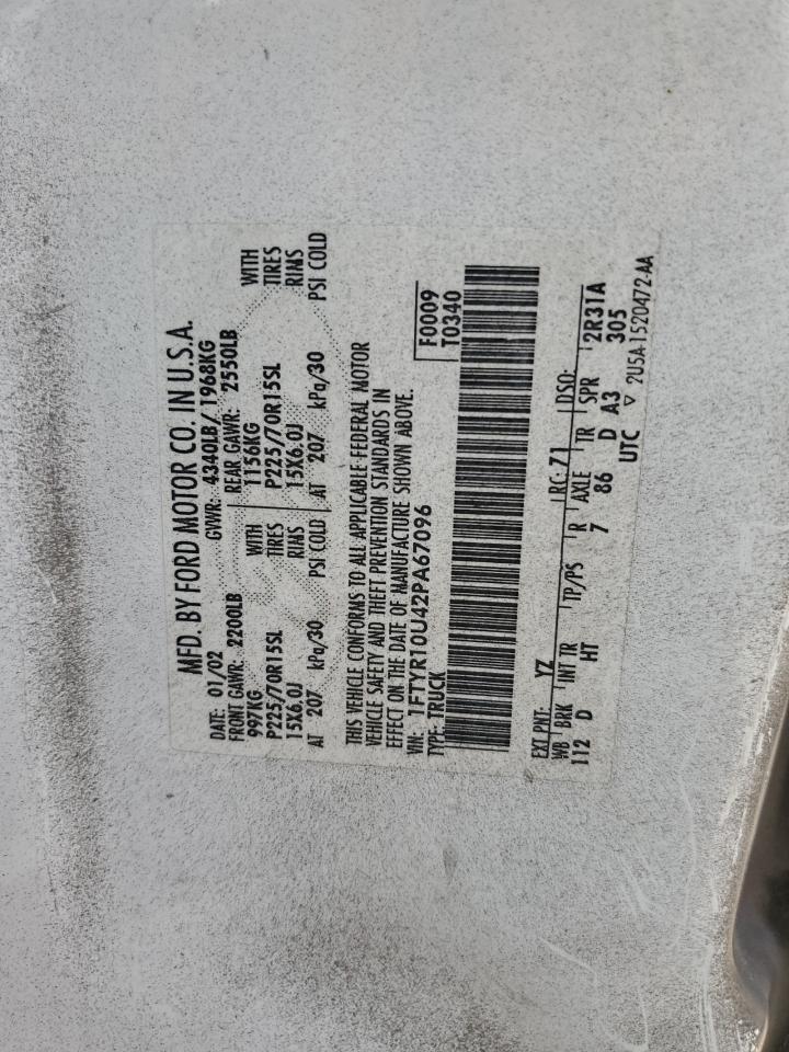 1FTYR10U42PA67096 2002 Ford Ranger