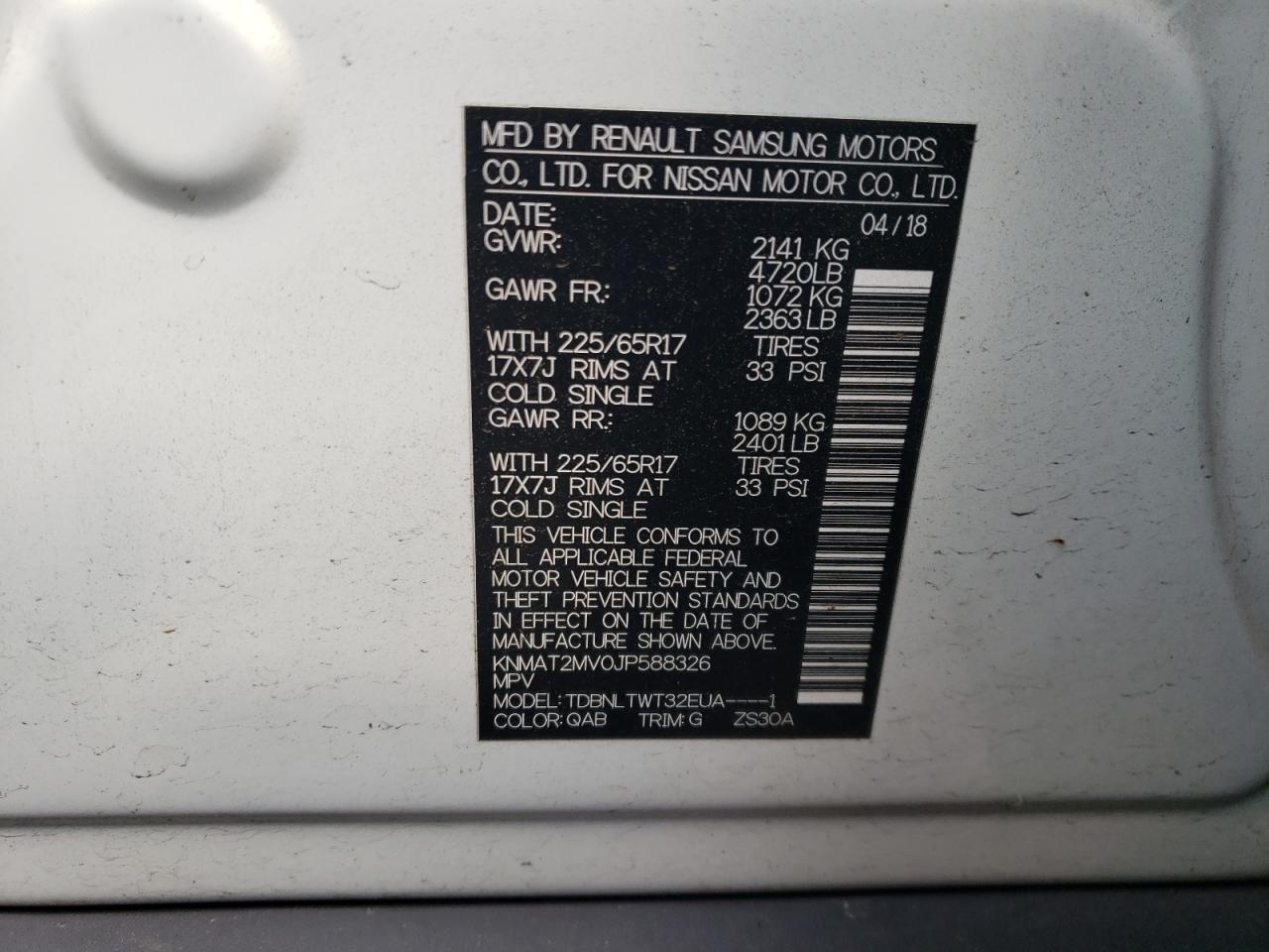 KNMAT2MV0JP588326 NISSAN ROGUE 2018