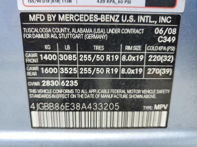 2008 Mercedes-Benz Ml 350 VIN: 4JGBB86E38A433205 Lot: 54748734