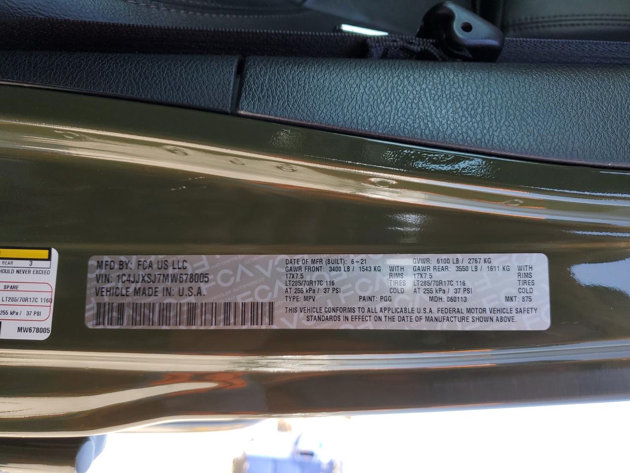 1C4JJXSJ7MW678005 2021 Jeep Wrangler Unlimited Rubicon 392