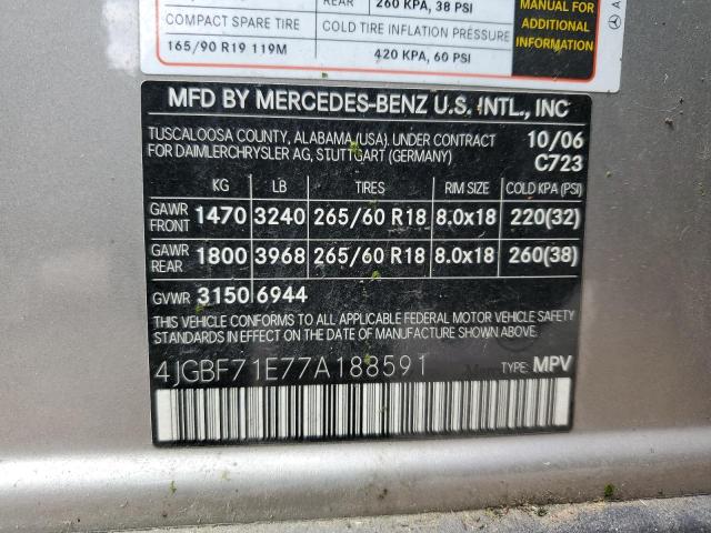2007 Mercedes-Benz Gl 450 4Matic VIN: 4JGBF71E77A188591 Lot: 55489634