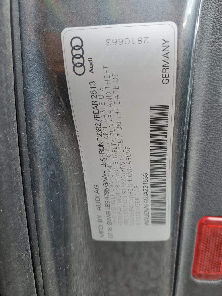 WAUENAF49JA221533 2018 Audi A4 Premium Plus