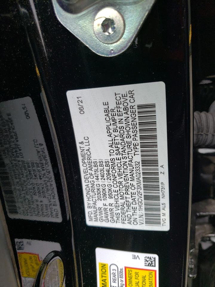 1HGCV2F3XMA023332 HONDA ACCORD 2021
