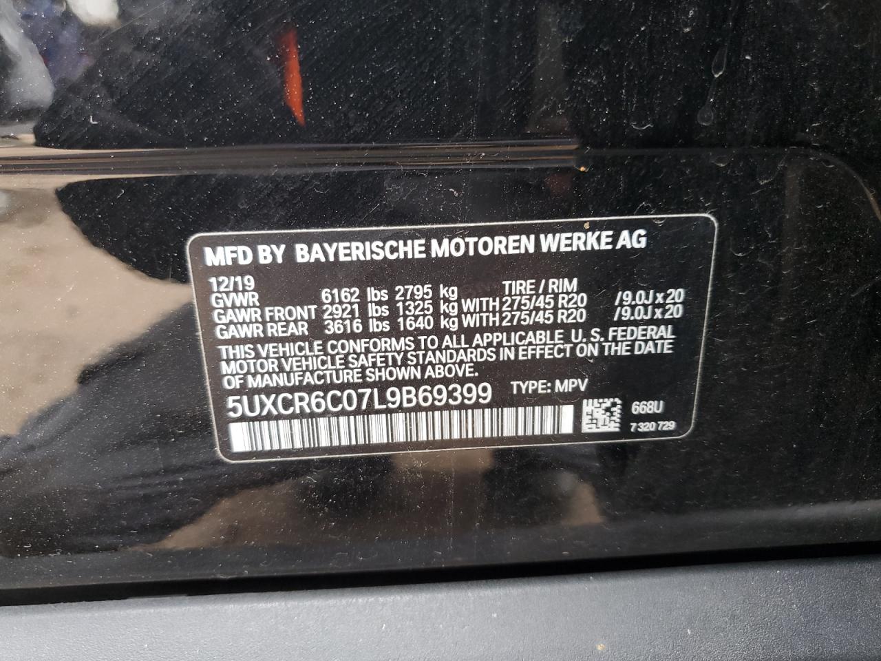 5UXCR6C07L9B69399 2020 BMW X5 xDrive40I