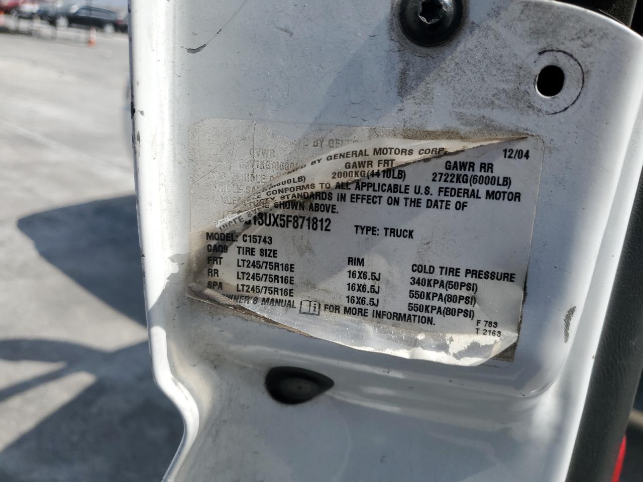 1GTGC13UX5F871812 2005 GMC Sierra C1500 Heavy Duty