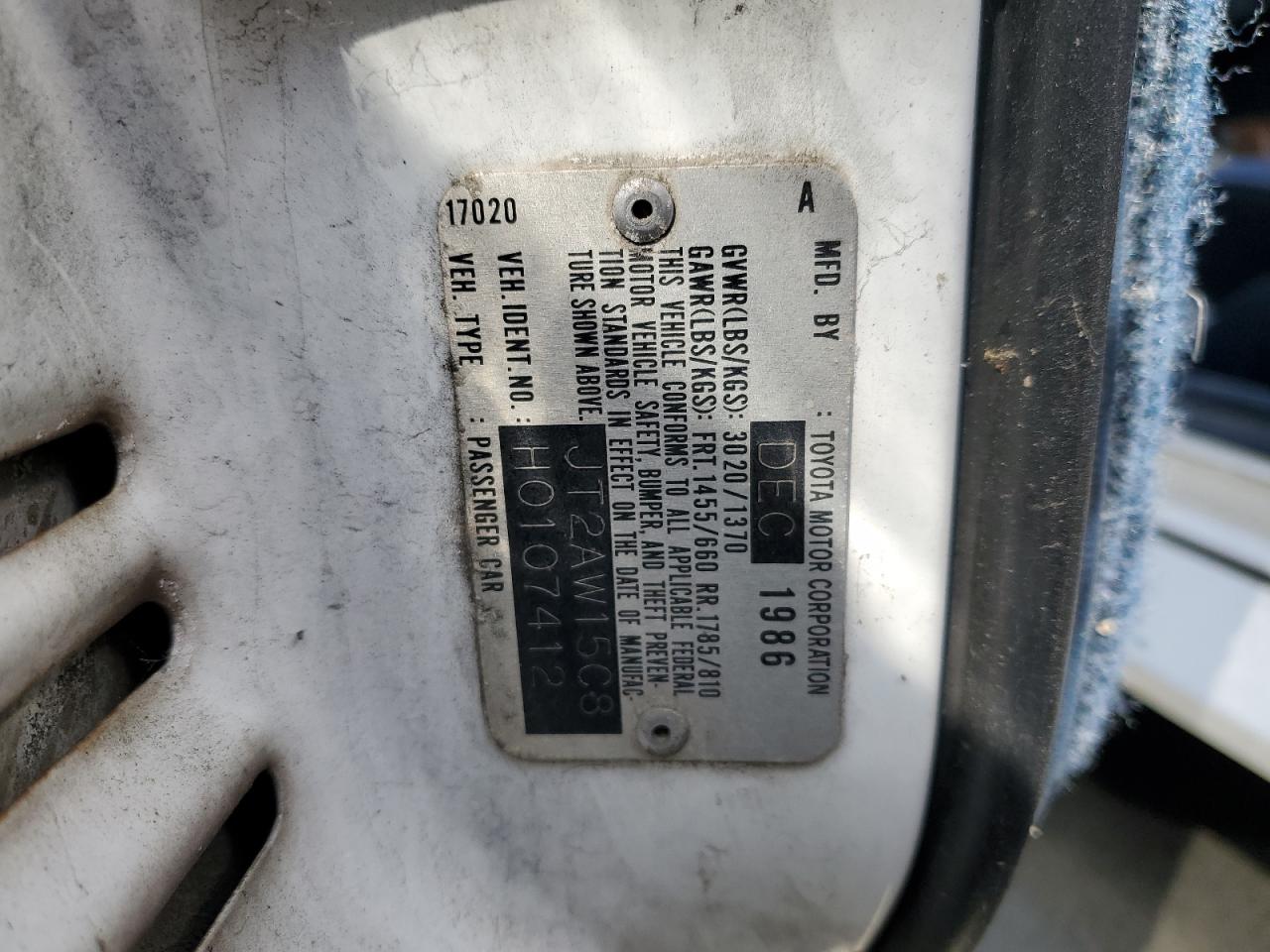 JT2AW15C8H0107412 1987 Toyota Mr2